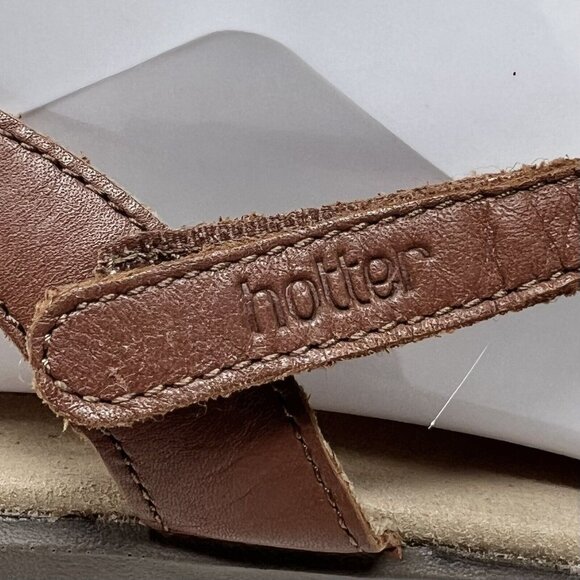 Hotter Womens Flare Brown, Taupe and‎ Cream Leather Sandal Size  9.5 - Picture 6 of 9